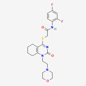 N-(2,4-difluorophenyl)-2-((1-(2-morpholinoethyl)-2-oxo-1,2,5,6,7,8-hexahydroquinazolin-4-yl)thio)acetamide