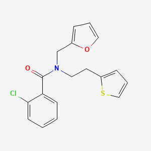 2-chloro-N-(furan-2-ylmethyl)-N-(2-(thiophen-2-yl)ethyl)benzamide