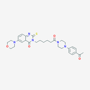 molecular formula C30H37N5O4S B2533557 3-{6-[4-(4-乙酰苯基)哌嗪-1-基]-6-氧代己基}-6-(吗啉-4-基)-2-硫代亚甲基-1,2,3,4-四氢喹唑啉-4-酮 CAS No. 689770-18-1