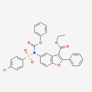 molecular formula C30H22BrNO7S B2533558 Ethyl 5-[(4-bromophenyl)sulfonyl-phenoxycarbonylamino]-2-phenyl-1-benzofuran-3-carboxylate CAS No. 448214-68-4