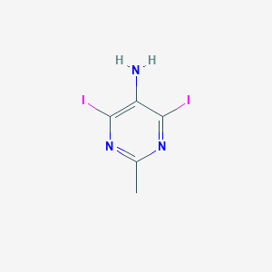 molecular formula C5H5I2N3 B2533563 4,6-Diiodo-2-methylpyrimidin-5-amine CAS No. 2375260-62-9