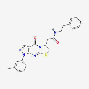 molecular formula C24H23N5O2S B2533565 2-(4-氧代-1-(间甲苯基)-1,4,6,7-四氢吡唑并[3,4-d]噻唑并[3,2-a]嘧啶-6-基)-N-苯乙酰乙酰胺 CAS No. 952808-44-5