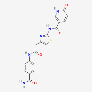 N-(4-(2-((4-carbamoylphenyl)amino)-2-oxoethyl)thiazol-2-yl)-6-oxo-1,6-dihydropyridine-3-carboxamide
