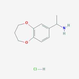 molecular formula C11H16ClNO2 B2533570 1-(3,4-Dihydro-2H-1,5-benzodioxepin-7-yl)ethan-1-amine hydrochloride CAS No. 1170067-06-7