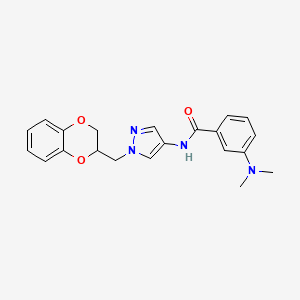 N-(1-((2,3-dihydrobenzo[b][1,4]dioxin-2-yl)methyl)-1H-pyrazol-4-yl)-3-(dimethylamino)benzamide