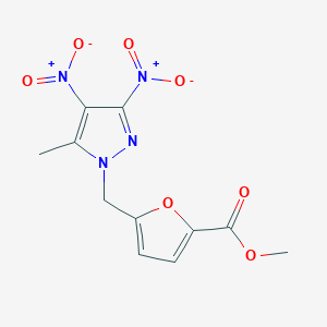 molecular formula C11H10N4O7 B2533577 Methyl 5-[(5-methyl-3,4-dinitropyrazolyl)methyl]furan-2-carboxylate CAS No. 312309-39-0