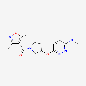 molecular formula C16H21N5O3 B2533579 (3-((6-(Dimethylamino)pyridazin-3-yl)oxy)pyrrolidin-1-yl)(3,5-dimethylisoxazol-4-yl)methanone CAS No. 2034479-35-9