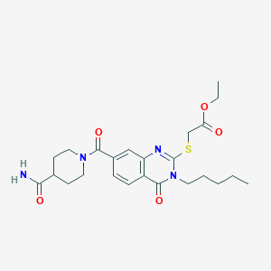 Ethyl 2-[7-(4-carbamoylpiperidine-1-carbonyl)-4-oxo-3-pentylquinazolin-2-yl]sulfanylacetate