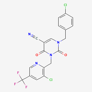 1-(4-Chlorobenzyl)-3-{[3-chloro-5-(trifluoromethyl)-2-pyridinyl]methyl}-2,4-dioxo-1,2,3,4-tetrahydro-5-pyrimidinecarbonitrile