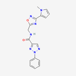 molecular formula C17H15N7O2 B2533593 N-((3-(1-methyl-1H-pyrrol-2-yl)-1,2,4-oxadiazol-5-yl)methyl)-2-phenyl-2H-1,2,3-triazole-4-carboxamide CAS No. 2034271-27-5