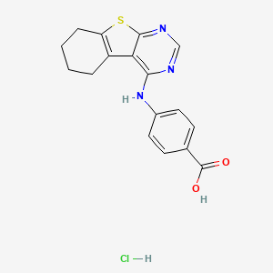 molecular formula C17H16ClN3O2S B2533594 4-((5,6,7,8-Tetrahydrobenzo[4,5]thieno[2,3-d]pyrimidin-4-yl)amino)benzoic acid hydrochloride CAS No. 1216729-67-7