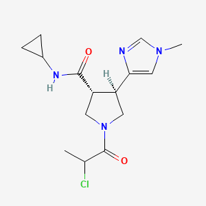 molecular formula C15H21ClN4O2 B2533597 (3R,4R)-1-(2-Chloropropanoyl)-N-cyclopropyl-4-(1-methylimidazol-4-yl)pyrrolidine-3-carboxamide CAS No. 2411183-64-5