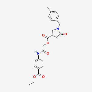molecular formula C24H26N2O6 B2533605 {[4-(Ethoxycarbonyl)phenyl]carbamoyl}methyl 1-[(4-methylphenyl)methyl]-5-oxopyrrolidine-3-carboxylate CAS No. 2320726-86-9
