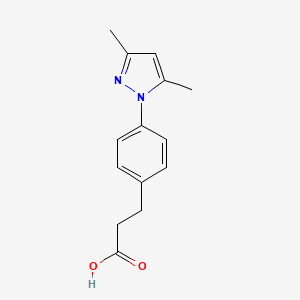 molecular formula C14H16N2O2 B2533608 3-[4-(3,5-ジメチルピラゾール-1-イル)-フェニル]-プロピオン酸 CAS No. 957290-80-1