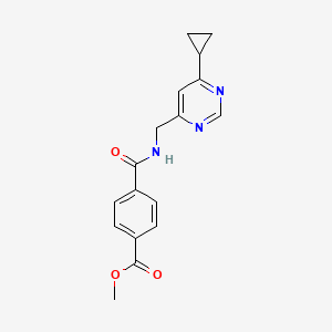 molecular formula C17H17N3O3 B2533609 Methyl 4-(((6-cyclopropylpyrimidin-4-yl)methyl)carbamoyl)benzoate CAS No. 2176069-81-9