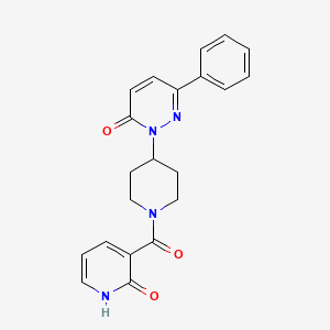 molecular formula C21H20N4O3 B2533615 2-[1-(2-Oxo-1H-pyridine-3-carbonyl)piperidin-4-yl]-6-phenylpyridazin-3-one CAS No. 2379976-59-5