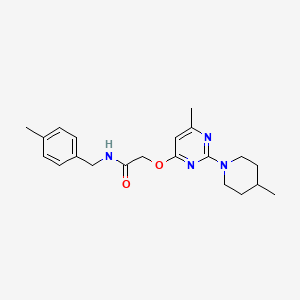 molecular formula C21H28N4O2 B2533619 N-(4-methylbenzyl)-2-{[6-methyl-2-(4-methylpiperidin-1-yl)pyrimidin-4-yl]oxy}acetamide CAS No. 1226454-55-2