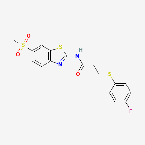 3-((4-fluorophenyl)thio)-N-(6-(methylsulfonyl)benzo[d]thiazol-2-yl)propanamide