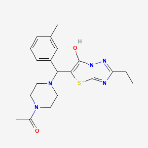 1-(4-((2-Ethyl-6-hydroxythiazolo[3,2-b][1,2,4]triazol-5-yl)(m-tolyl)methyl)piperazin-1-yl)ethanone