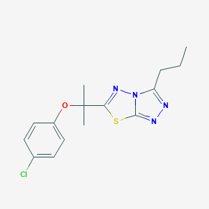 molecular formula C15H17ClN4OS B253365 4-Chlorophenyl 1-methyl-1-(3-propyl[1,2,4]triazolo[3,4-b][1,3,4]thiadiazol-6-yl)ethyl ether 