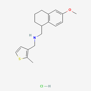 molecular formula C18H24ClNOS B2533671 1-(6-Methoxy-1,2,3,4-tetrahydronaphthalen-1-yl)-N-[(2-methylthiophen-3-yl)methyl]methanamine;hydrochloride CAS No. 2445786-73-0