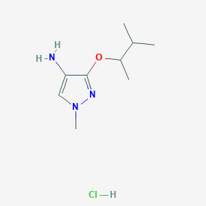 molecular formula C9H18ClN3O B2533672 1-甲基-3-(3-甲基丁-2-氧基)吡唑-4-胺；盐酸盐 CAS No. 2287271-59-2