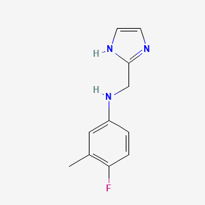 molecular formula C11H12FN3 B2533673 4-fluoro-N-[(1H-imidazol-2-yl)methyl]-3-methylaniline CAS No. 1338981-89-7