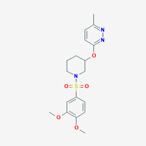 molecular formula C18H23N3O5S B2533675 3-((1-((3,4-二甲氧苯基)磺酰基)哌啶-3-基)氧基)-6-甲基吡啶二嗪 CAS No. 2034439-88-6