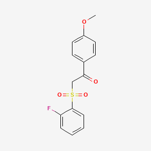 molecular formula C15H13FO4S B2533676 2-[(2-Fluorophényl)sulfonyl]-1-(4-méthoxyphényl)éthanone CAS No. 1326901-72-7