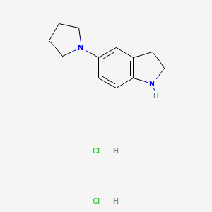 molecular formula C12H18Cl2N2 B2533685 5-(吡咯烷-1-基)-2,3-二氢-1H-吲哚二盐酸盐 CAS No. 143608-11-1