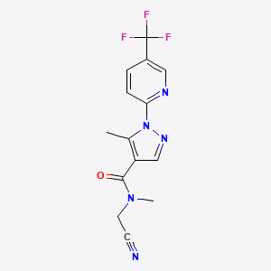 molecular formula C14H12F3N5O B2533690 N-(シアノメチル)-N,5-ジメチル-1-[5-(トリフルオロメチル)ピリジン-2-イル]-1H-ピラゾール-4-カルボキサミド CAS No. 1280947-90-1