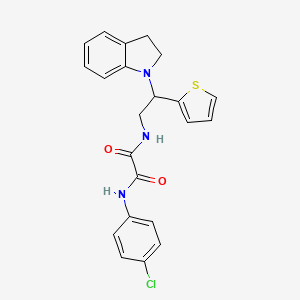 molecular formula C22H20ClN3O2S B2533699 N1-(4-chlorophenyl)-N2-(2-(indolin-1-yl)-2-(thiophen-2-yl)ethyl)oxalamide CAS No. 898407-64-2