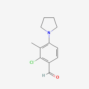 molecular formula C12H14ClNO B2533700 2-Chloro-3-methyl-4-(pyrrolidin-1-yl)benzaldehyde CAS No. 886500-47-6