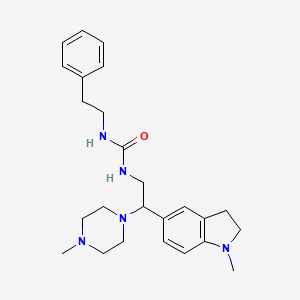 molecular formula C25H35N5O B2533713 1-(2-(1-Methylindolin-5-yl)-2-(4-methylpiperazin-1-yl)ethyl)-3-phenethylurea CAS No. 1172282-71-1