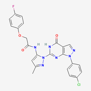 molecular formula C23H17ClFN7O3 B2533720 N-(1-(1-(4-chlorophenyl)-4-oxo-4,5-dihydro-1H-pyrazolo[3,4-d]pyrimidin-6-yl)-3-methyl-1H-pyrazol-5-yl)-2-(4-fluorophenoxy)acetamide CAS No. 1171037-30-1