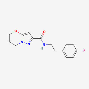 molecular formula C15H16FN3O2 B2533725 N-(4-氟苯乙基)-6,7-二氢-5H-吡唑并[5,1-b][1,3]恶嗪-2-甲酰胺 CAS No. 1448035-27-5