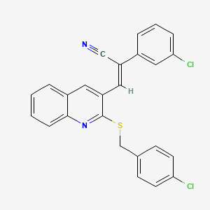 molecular formula C25H16Cl2N2S B2533726 （Z）-2-(3-氯苯基)-3-[2-[(4-氯苯基)甲硫基]喹啉-3-基]丙-2-烯腈 CAS No. 478065-18-8