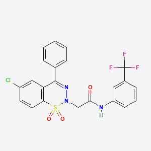 molecular formula C22H15ClF3N3O3S B2533727 2-(6-chloro-1,1-dioxido-4-phenyl-2H-1,2,3-benzothiadiazin-2-yl)-N-[3-(trifluoromethyl)phenyl]acetamide CAS No. 1030130-43-8