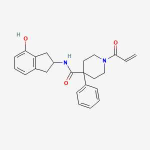 molecular formula C24H26N2O3 B2533729 N-(4-Hydroxy-2,3-dihydro-1H-inden-2-yl)-4-phenyl-1-prop-2-enoylpiperidine-4-carboxamide CAS No. 2199588-43-5
