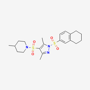 molecular formula C21H29N3O4S2 B2533739 1-{[3,5-dimethyl-1-(5,6,7,8-tetrahydronaphthalen-2-ylsulfonyl)-1H-pyrazol-4-yl]sulfonyl}-4-methylpiperidine CAS No. 904824-12-0