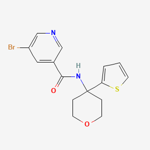 molecular formula C15H15BrN2O2S B2533749 5-bromo-N-(4-(thiophen-2-yl)tetrahydro-2H-pyran-4-yl)nicotinamide CAS No. 2034235-63-5