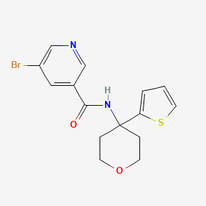 molecular formula C15H15BrN2O2S B2533749 5-ブロモ-N-[4-(チオフェン-2-イル)オキサン-4-イル]ピリジン-3-カルボキサミド CAS No. 2034235-63-5