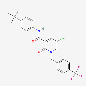 molecular formula C24H22ClF3N2O2 B2533752 N-[4-(tert-butyl)phenyl]-5-chloro-2-oxo-1-[4-(trifluoromethyl)benzyl]-1,2-dihydro-3-pyridinecarboxamide CAS No. 338977-81-4