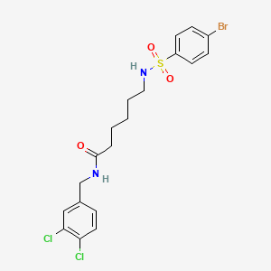 molecular formula C19H21BrCl2N2O3S B2533754 6-[(4-bromophenyl)sulfonylamino]-N-[(3,4-dichlorophenyl)methyl]hexanamide CAS No. 451474-38-7