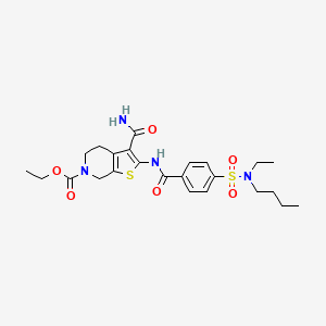 molecular formula C24H32N4O6S2 B2533755 2-(4-(N-丁基-N-乙基氨磺酰基)苯甲酰胺)-3-氨基甲酰基-4,5-二氢噻吩并[2,3-c]吡啶-6(7H)-羧酸乙酯 CAS No. 449782-01-8