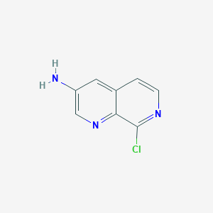 molecular formula C8H6ClN3 B2533758 8-氯-1,7-萘啶-3-胺 CAS No. 2089649-31-8