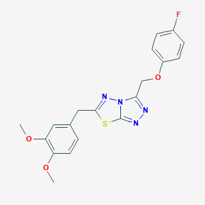 molecular formula C19H17FN4O3S B253376 6-(3,4-Dimethoxybenzyl)-3-[(4-fluorophenoxy)methyl][1,2,4]triazolo[3,4-b][1,3,4]thiadiazole 