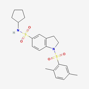 molecular formula C21H26N2O4S2 B2533771 1-[(2,5-Dimethylphenyl)sulfonyl]-5-[(cyclopentylamino)sulfonyl]indoline CAS No. 919019-89-9