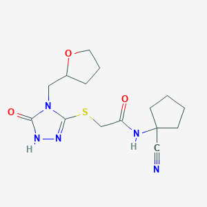 molecular formula C15H21N5O3S B2533775 N-(1-cyanocyclopentyl)-2-[[5-oxo-4-(oxolan-2-ylmethyl)-1H-1,2,4-triazol-3-yl]sulfanyl]acetamide CAS No. 923232-81-9