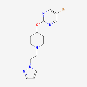 molecular formula C14H18BrN5O B2533778 5-Bromo-2-[1-(2-pyrazol-1-ylethyl)piperidin-4-yl]oxypyrimidine CAS No. 2380169-76-4